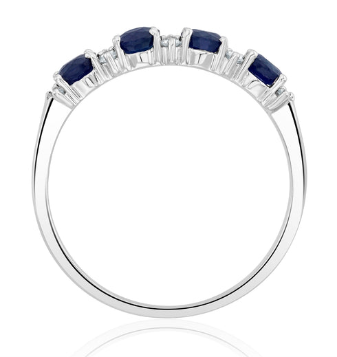 Sapphire 0.70ct And Diamond 9K White Gold Ring